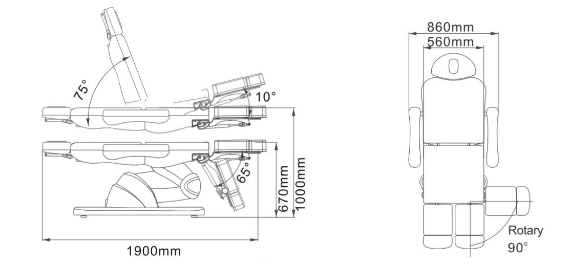 Fauteuil de podologie suisse beautyfeet dimensions