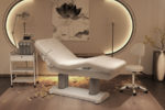 Cabine SPA équipée avec la table de massage modèle Excellence blanche et une super chromothérapie ambre