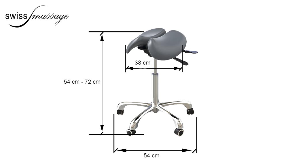 dimensions Tabouret ergonomique en forme de selle avec ergonomie du périnée