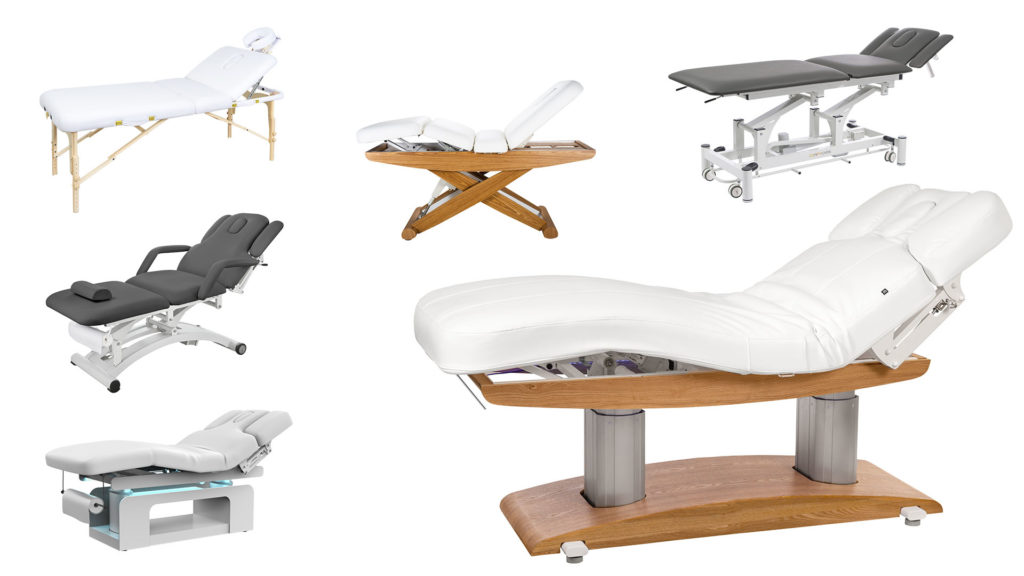 Montage photos représentant tout type de tables de massage